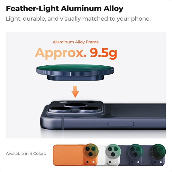 K&F Concept Nano-X Serisi iPhone 17 Pro Max - 17 Pro Uyumlu Geçmeli CPL Lens Filtresi