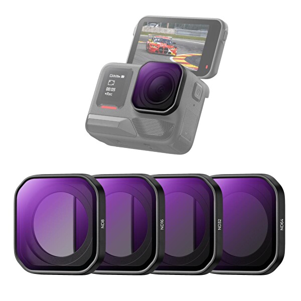 K&F Concept Insta360 Ace Pro 2 Uyumlu 4'lü ND Filtre Seti ND8 ND16 ND32 ND64