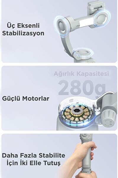 Torima Tripod Gimbal Özellikli Çok Amaçlı Selfie Çubuğu M01 Gri