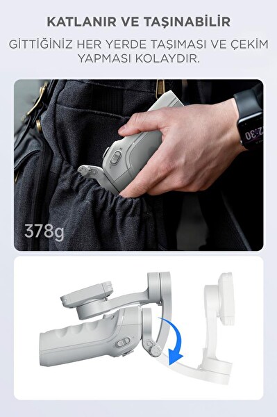 Torima Tripod Gimbal Özellikli Çok Amaçlı Selfie Çubuğu M01 Gri