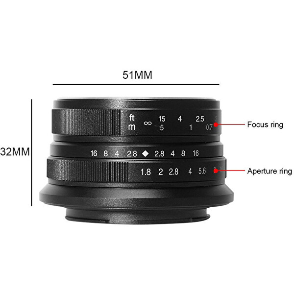 7Artisans 25 MM F1.8 Fuji (FX Mount) MF APS-C Lens Siyah