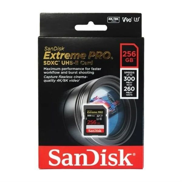 Sandisk SDSDXDK-256G-GN4IN Extreme Pro 256 GB 300/260 MB/S SDXC UHS-II U3 V90 8K/4K SD Kart