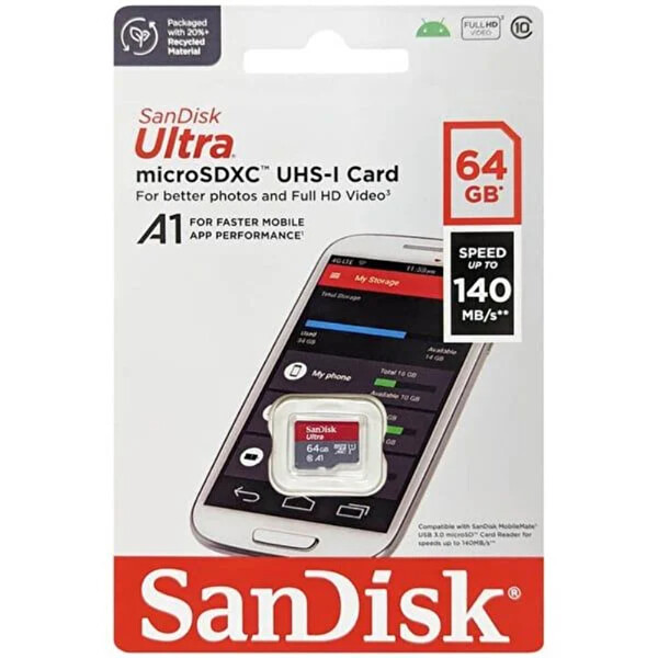 Sandisk Ultra SDSQUAB-064G-GN6MN 64 GB 140 MN/s MicroSDXC UHS-I
