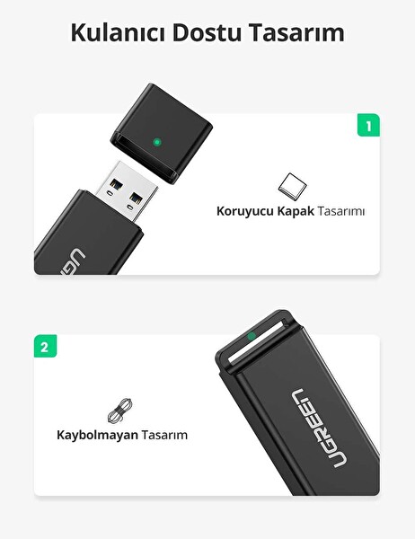 Ugreen 40752 USB 3.0 Micro SD ve SD Kart Okuyucu