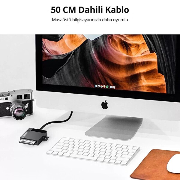 Ugreen 30333 USB 3.0 SD Micro SD MS CF 50 CM Kart Okuyucu