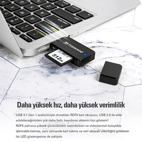 Transcend TS-RDF5W SD Micro SD USB 3.1 Beyaz Kart Okuyucu