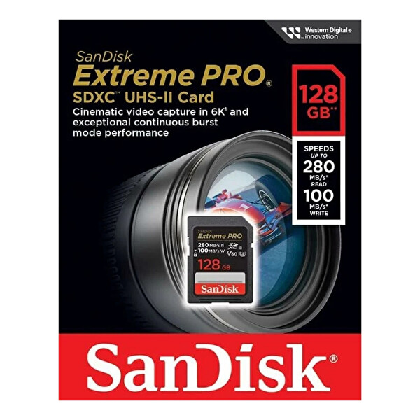 Sandisk Extreme PRO 128 GB SDSDXEP-128G-GN4IN 280MB/s UHS-II SDXC 6K-4K UHD Hafıza Kartı