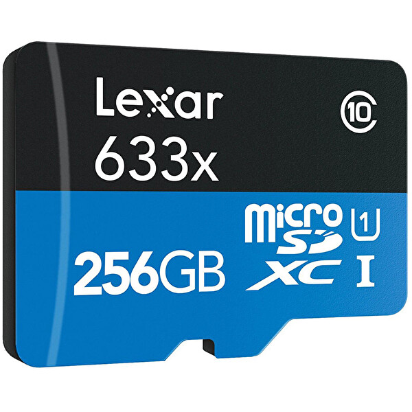 Lexar 633X 256 GB 100 MB/s SD Adaptörlü MicroSDXC Hafıza Kartı