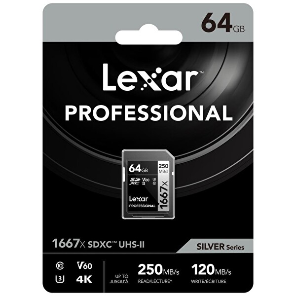 Lexar 64 GB 1667X 250MB/s UHS-II V60 SDXC Hafıza Kartı