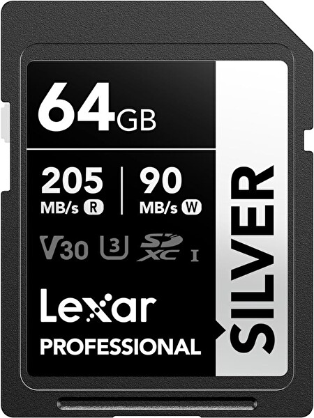 Lexar 64 GB Silver Plus SD UhsI V30 U3 205MB/S Hafıza Kartı