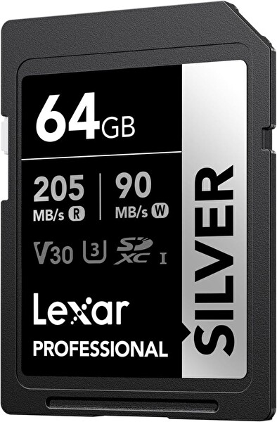 Lexar 64 GB Silver Plus SD UhsI V30 U3 205MB/S Hafıza Kartı