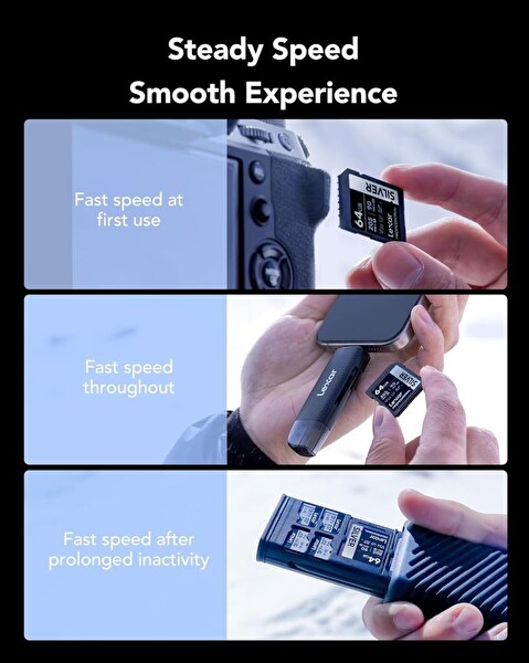 Lexar 64 GB Silver Plus SD UhsI V30 U3 205MB/S Hafıza Kartı