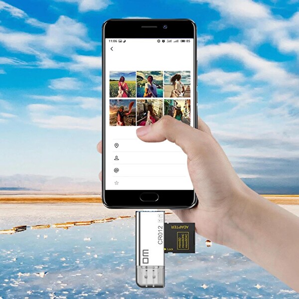 DM CR012 Type-C USB3.0 SD TF Micro SD OTG Kart Okuyucu Adaptör