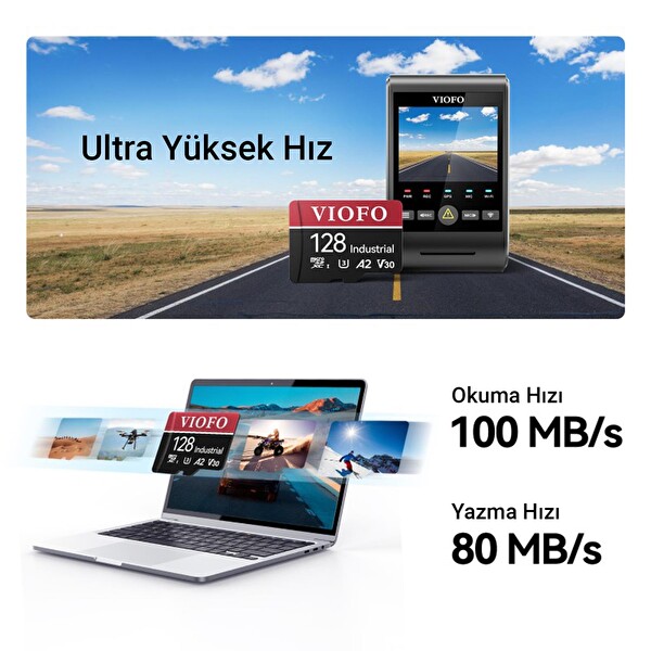 Viofo High Endurance Class 10 A2 V30 128 GB 100/80 MB/s Micro SD Hafıza Kartı