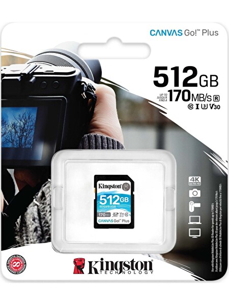 Kingston Canvas Go Plus 512GB SDXC V30 UHS-I U3 SD Kart SDG3/512