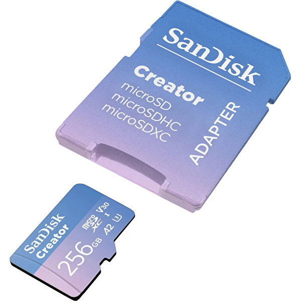 Sandisk SDSQXAV-256G-IN6MS Creator 256 GB 190/130 MB/s microSDXC UHS-I A2 V30 Adaptörlü Hafıza Kartı
