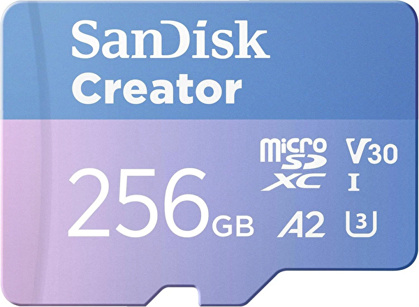 Sandisk SDSQXAV-256G-IN6MS Creator 256 GB 190/130 MB/s microSDXC UHS-I A2 V30 Adaptörlü Hafıza Kartı