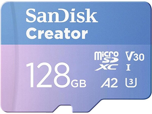 SanDisk SDSQXAA-128G-IN6MS Creator 128 GB 190/90 MB/s microSDXC UHS-I A2 V30 Adaptörlü Hafıza Kartı