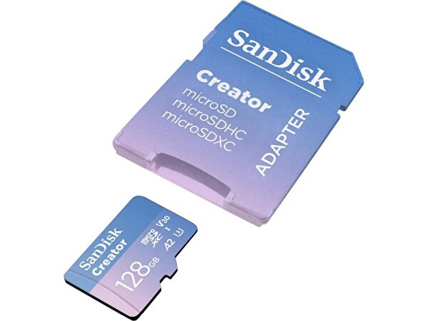 SanDisk SDSQXAA-128G-IN6MS Creator 128 GB 190/90 MB/s microSDXC UHS-I A2 V30 Adaptörlü Hafıza Kartı