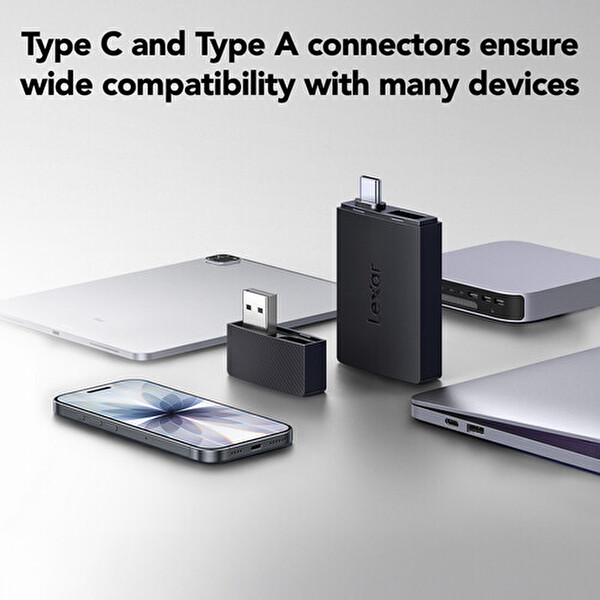 Lexar LRW360U USB 3.2 Gen1 255MB/sn Çift Yuvalı Micro SD-SD Kart Okuyucu