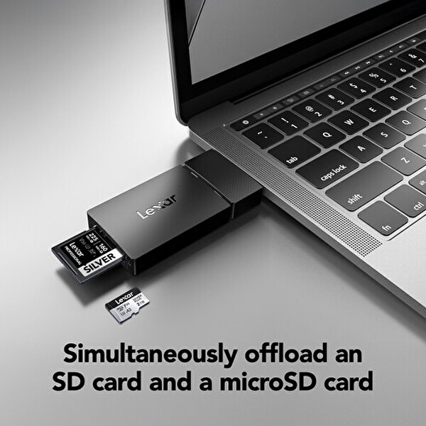 Lexar LRW360U USB 3.2 Gen1 255MB/sn Çift Yuvalı Micro SD-SD Kart Okuyucu