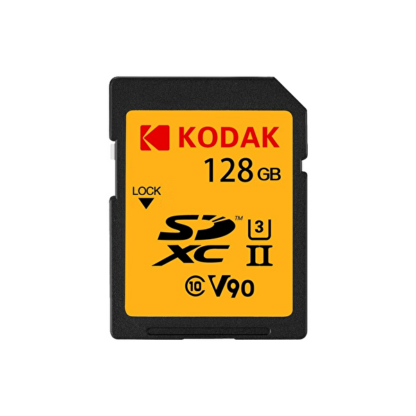Kodak 128GB SDXC UHS-II U3 V90 280MB/s Okuma 240MB/s Yazma 8K ve 4K Video Kayıt Destekli Hafıza Kartı