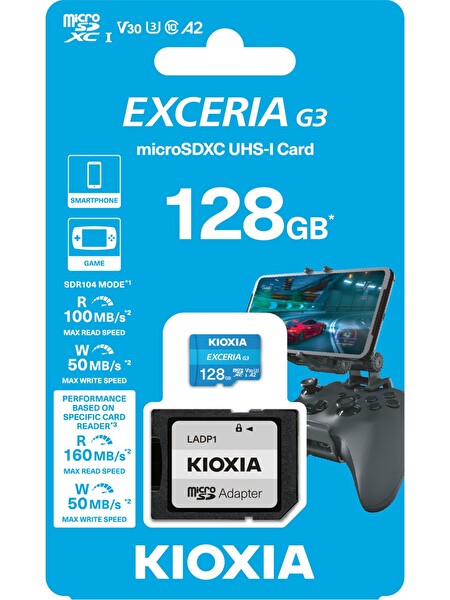 Kioxia EXC.G3 MIC.SDXC U1 V30 A2 4K 160/50 128GB Micro SD Kart