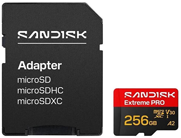 Sandisk Extreme Pro SDSQXCJ-256G-GS6MA 256 GB 250/170MB/s microSDXC UHS-I A2 V30 5K/4K Kamera Drone Hafıza Kartı
