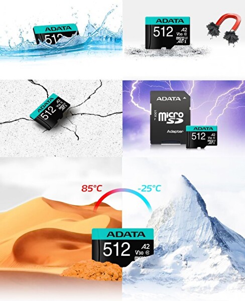 Adata Premier Class10 100/25 MB/s Micro SDXC Adaptörlü 512 GB Hafıza Kartı