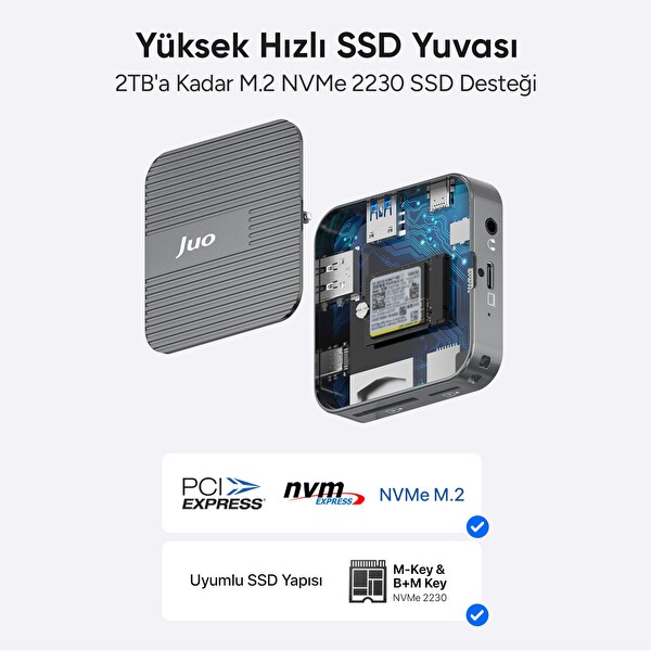 Juo MagSafe Uyumlu Type-C Hub 2230 NVMe SSD Kutusu 4K ProRes Kayıt 4K 60Hz HDMI PD 100W PD SD/microSD Kart Okuyucu AUX 10Gbps USB