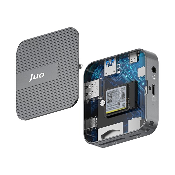 Juo MagSafe Uyumlu Type-C Hub 2230 NVMe SSD Kutusu 4K ProRes Kayıt 4K 60Hz HDMI PD 100W PD SD/microSD Kart Okuyucu AUX 10Gbps USB