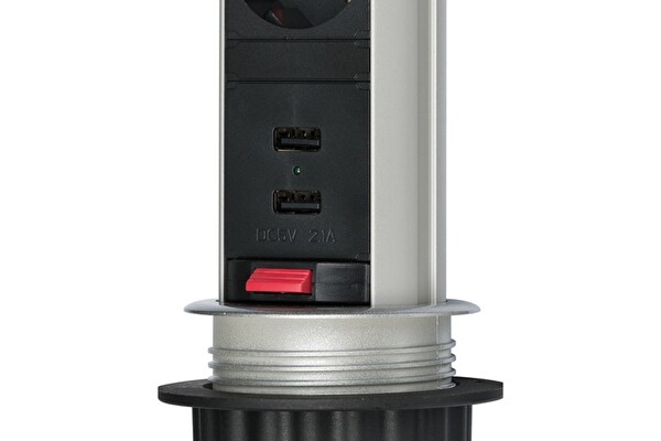 Brennenstuhl Tower Power Serisi 2 X USB 2.0 2100 mAh Hızlı Şarj Özellikli 3 Soketli 2 Metre Fonksiyonel Masaüstü Priz