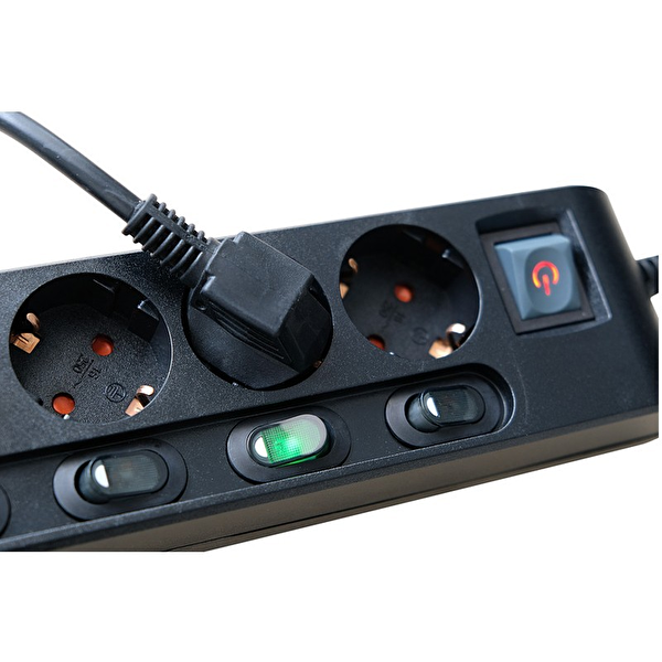 Brennenstuhl 6 Soketli Çoklu Güvenlik Anahtarlı 2 Metre Uzatma Siyah Priz