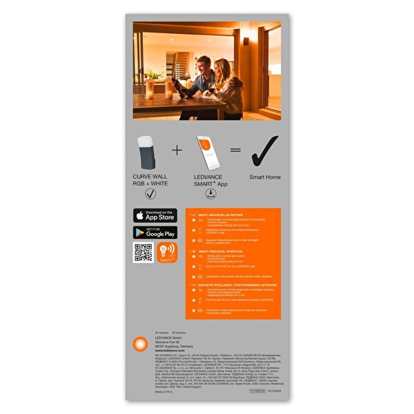 Ledvance Smart Wi-Fi Outdoor IP44 RGBW Siyah Curve Aplik Aydınlatma
