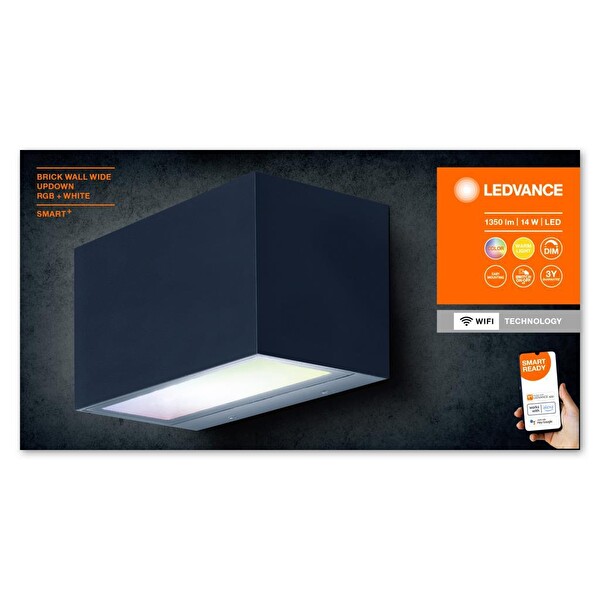 Ledvance Smart Wi-Fi Outdoor Brick Wide IP44 RGBW Siyah Bahçe Aydınlatması