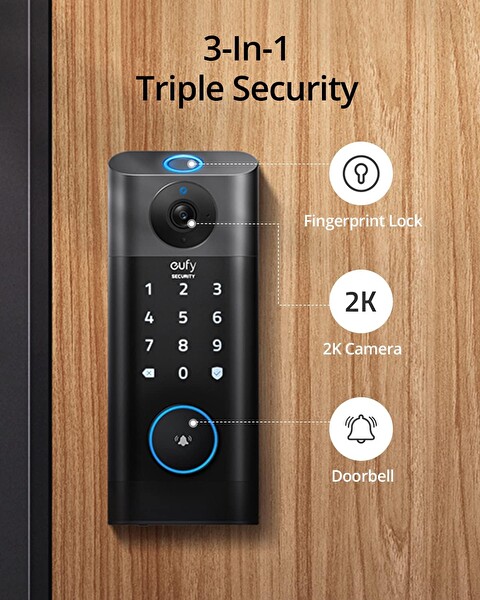 Eufy Security Videosu S330 Parmak İzli Anahtarsız Giriş Akıllı Kilit Kapı Zili