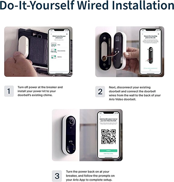 Arlo Essential HD 180 Görüş Kablolu Siyah Görüntülü Kapı Zili B089Y6R6B8