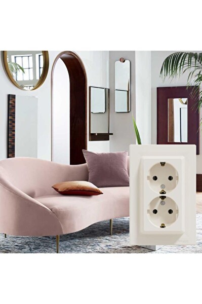 Schneider Asfora Sıva Altı Krem İkili Topraklı Priz - Kendiliğinden Çerçeveli