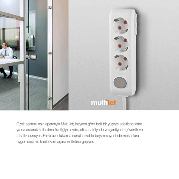 Viko Multi-Let 6'li Anahtarlı Çocuk Korumalı Grup Priz 1 Metre