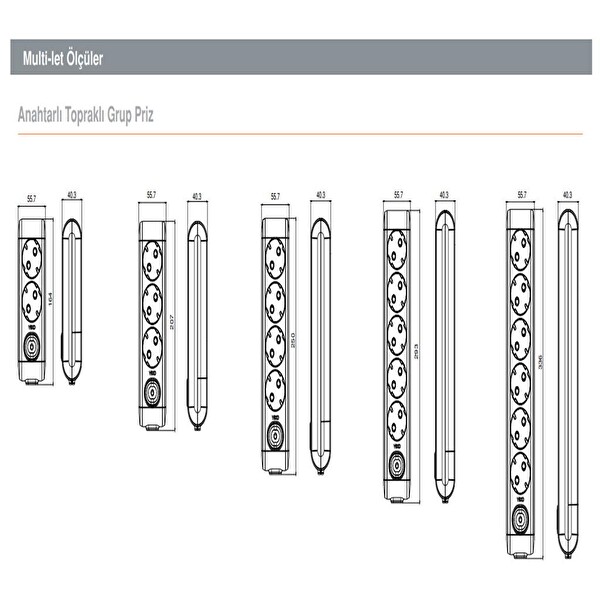 Viko Multi-Let 5'li Anahtarlı Çocuk Korumalı Grup Priz 1 Metre