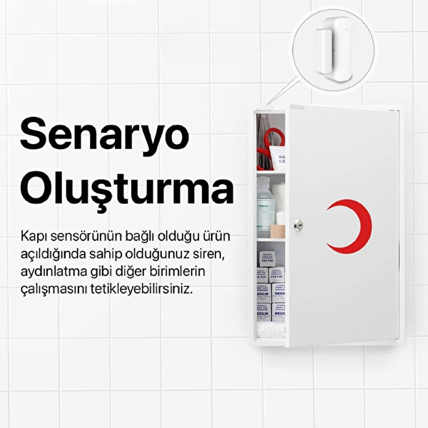 Xenon Smart Akıllı Kapı ve Pencere Sensörü Kablosuz Wi-Fi Ev Güvenlik Sistemi Google Home/Alexa Uyumlu Pencere Kontağı X7502