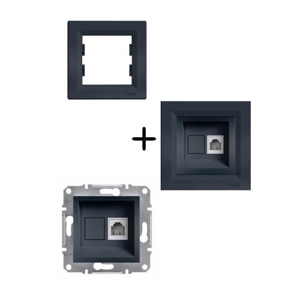 Schneider Asfora Antrasit 1xRJ11 Nümeris Telefon Prizi