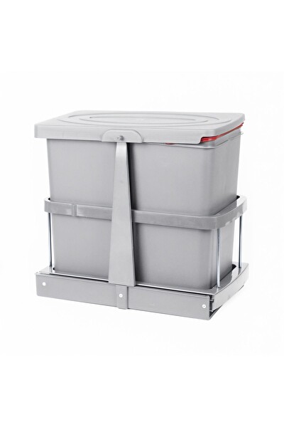 Pyramith Teleskopik Raylı Çöp Kovası 12+12 LT Gri