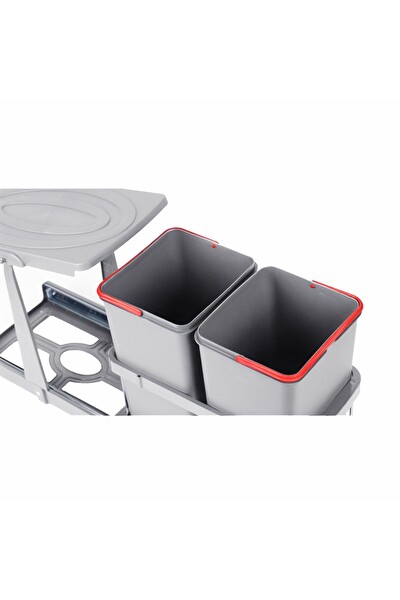 Pyramith Teleskopik Raylı Çöp Kovası 12+12 LT Gri