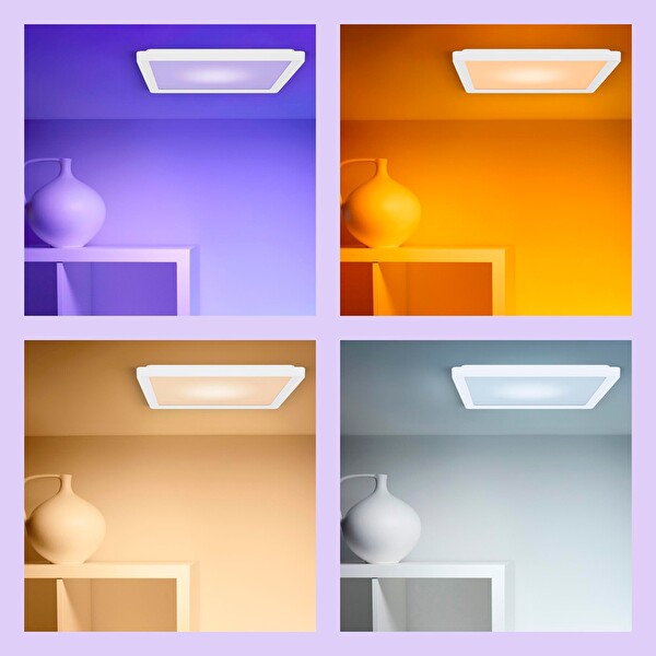 Wiz Beyaz Akıllı Sıva Üstü RGB 17W Kare Panel Tavan Armatürü