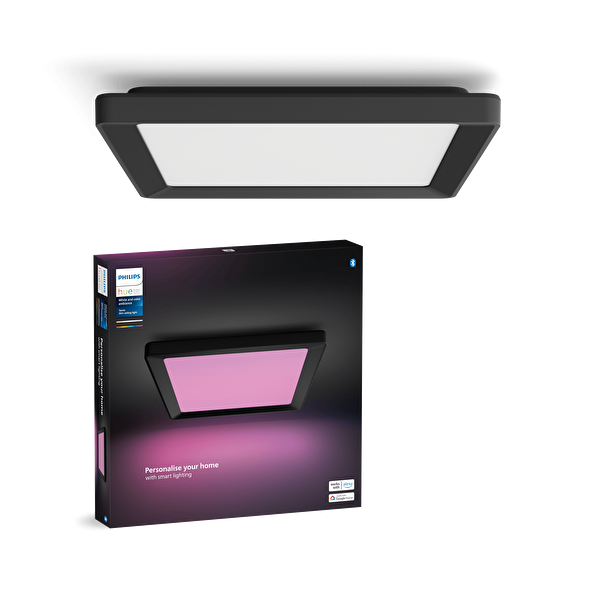 Philips Hue Tento Siyah Sıva Üstü RGB Akıllı LED Panel Tavan Armatürü 30x30 CM 1340 Lumen