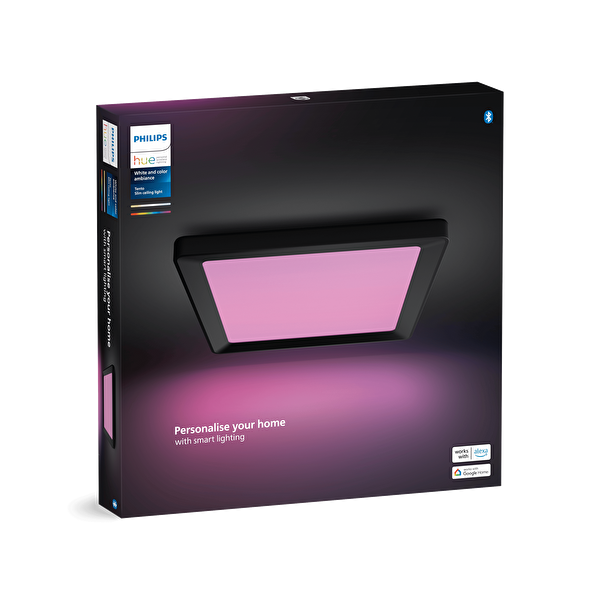 Philips Hue Tento Siyah Sıva Üstü RGB Akıllı LED Panel Tavan Armatürü 30x30 CM 1340 Lumen