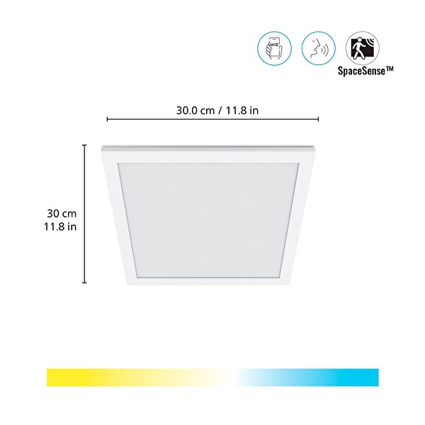 Wiz Beyaz Akıllı Sıva Üstü Sarı-Beyaz Ambiyans Kare Panel Tavan Armatürü 12W