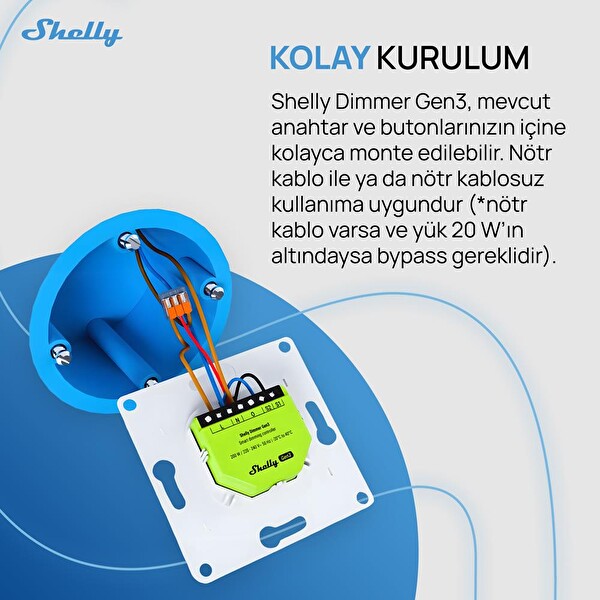Shelly Dimmer Gen3 Akıllı Led Dimmer Kontrol Rölesi