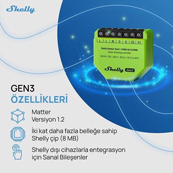Shelly Dimmer Gen3 Akıllı Led Dimmer Kontrol Rölesi